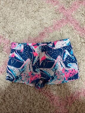 Lilly Pulitzer Navy, Pink & Aqua Printed Jean Shorts